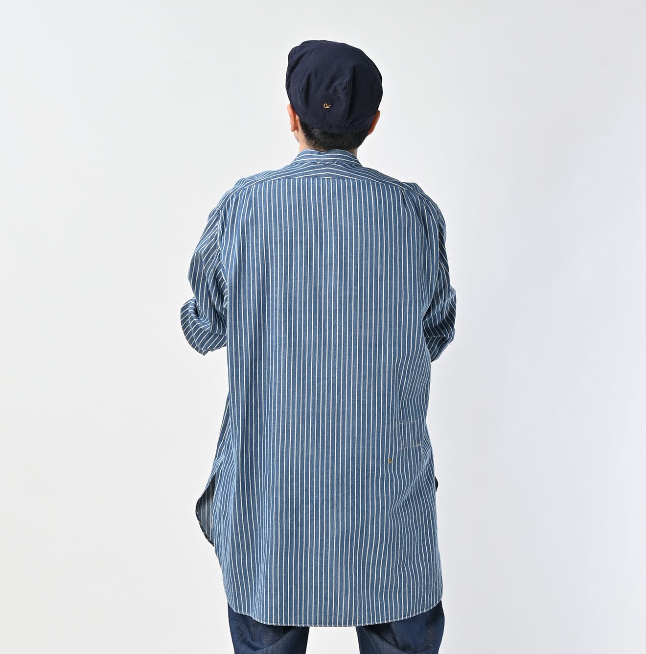 45R Indigo Khadi Shirt-denim Grandpa Pullover Shirt - Image 10