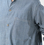 45R Indigo Khadi Shirt-denim Grandpa Pullover Shirt