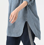 45R Indigo Khadi Shirt-denim Grandpa Pullover Shirt