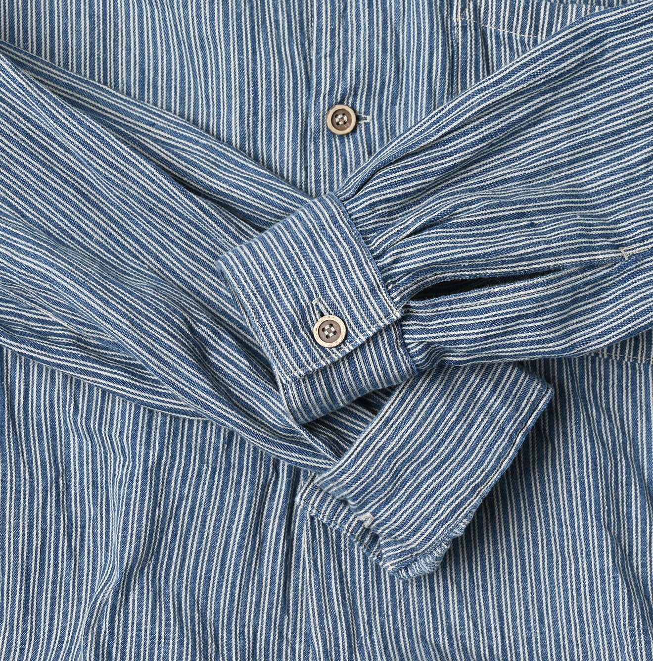 45R Indigo Khadi Shirt-denim Grandpa Pullover Shirt
