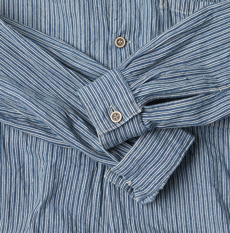45R Indigo Khadi Shirt-denim Grandpa Pullover Shirt - Image 19