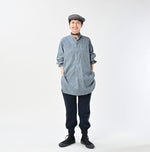 45R Indigo Khadi Shirt-denim Grandpa Pullover Shirt