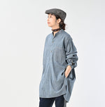 45R Indigo Khadi Shirt-denim Grandpa Pullover Shirt