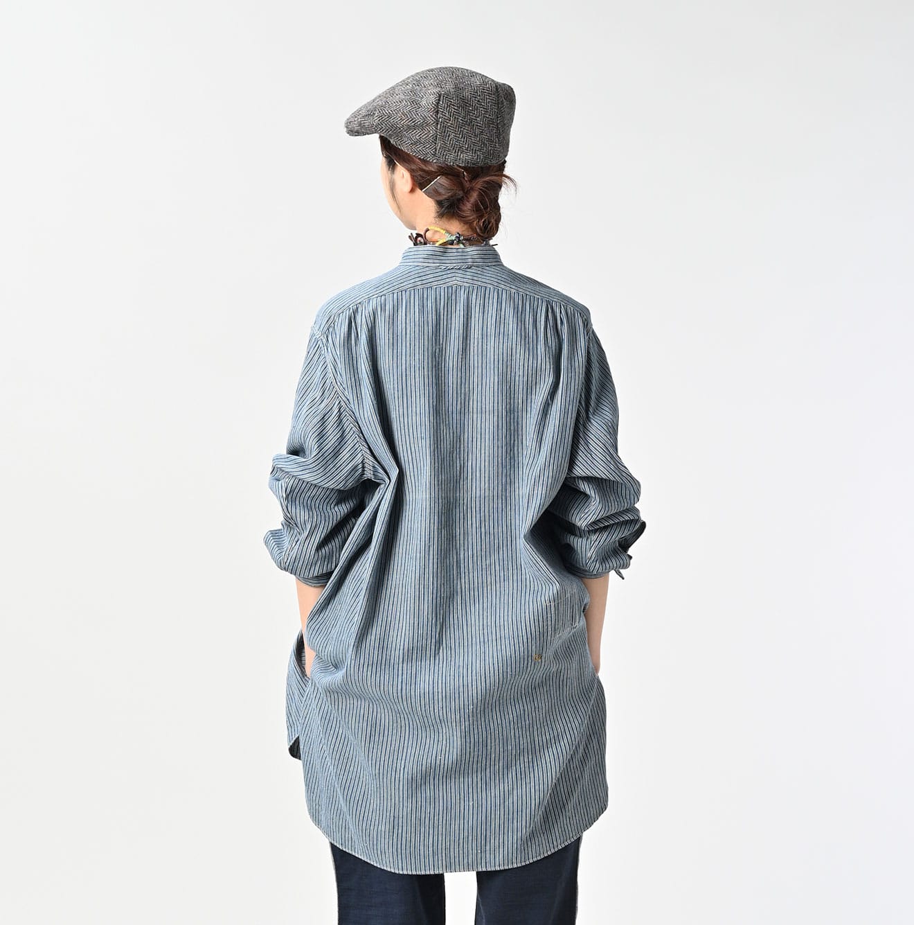45R Indigo Khadi Shirt-denim Grandpa Pullover Shirt - Image 7