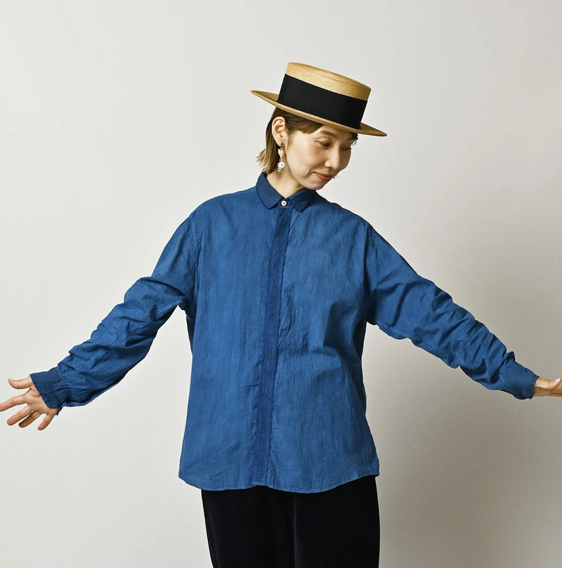 45R Light Ai Indigo Khadi 908 Ocean Lace Shirt - Image 7