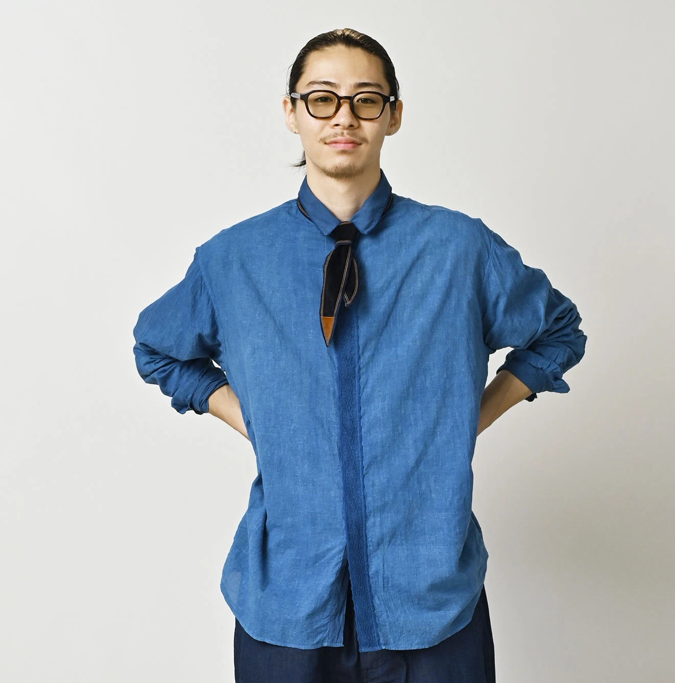 45R Light Ai Indigo Khadi 908 Ocean Lace Shirt - Image 8