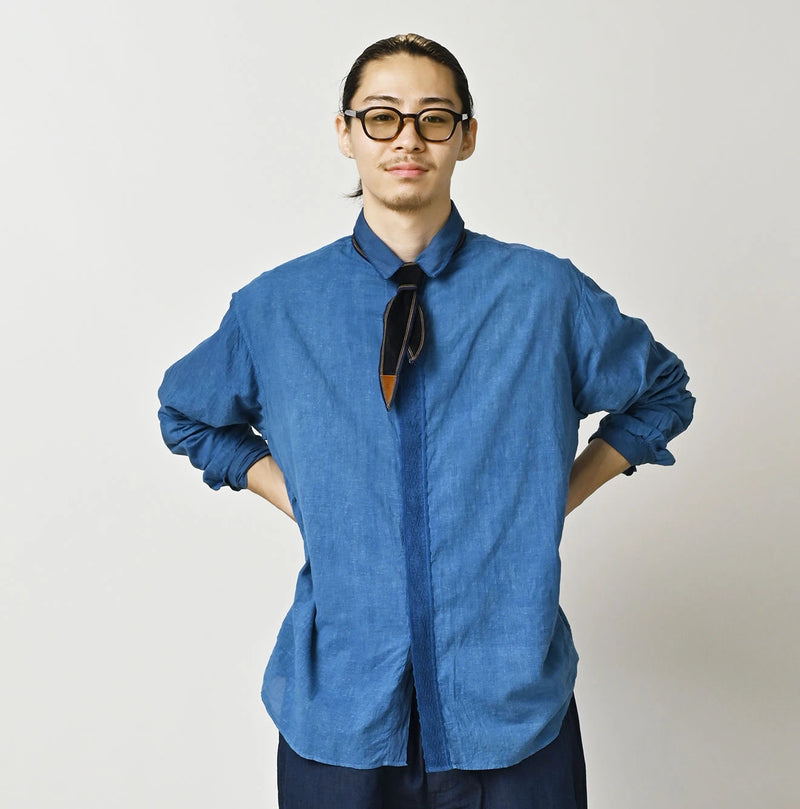 45R Light Ai Indigo Khadi 908 Ocean Lace Shirt - Image 8