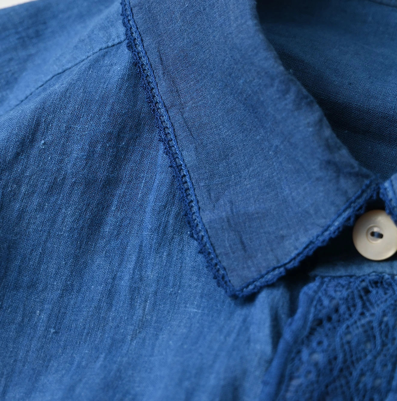 45R Light Ai Indigo Khadi 908 Ocean Lace Shirt - Image 17