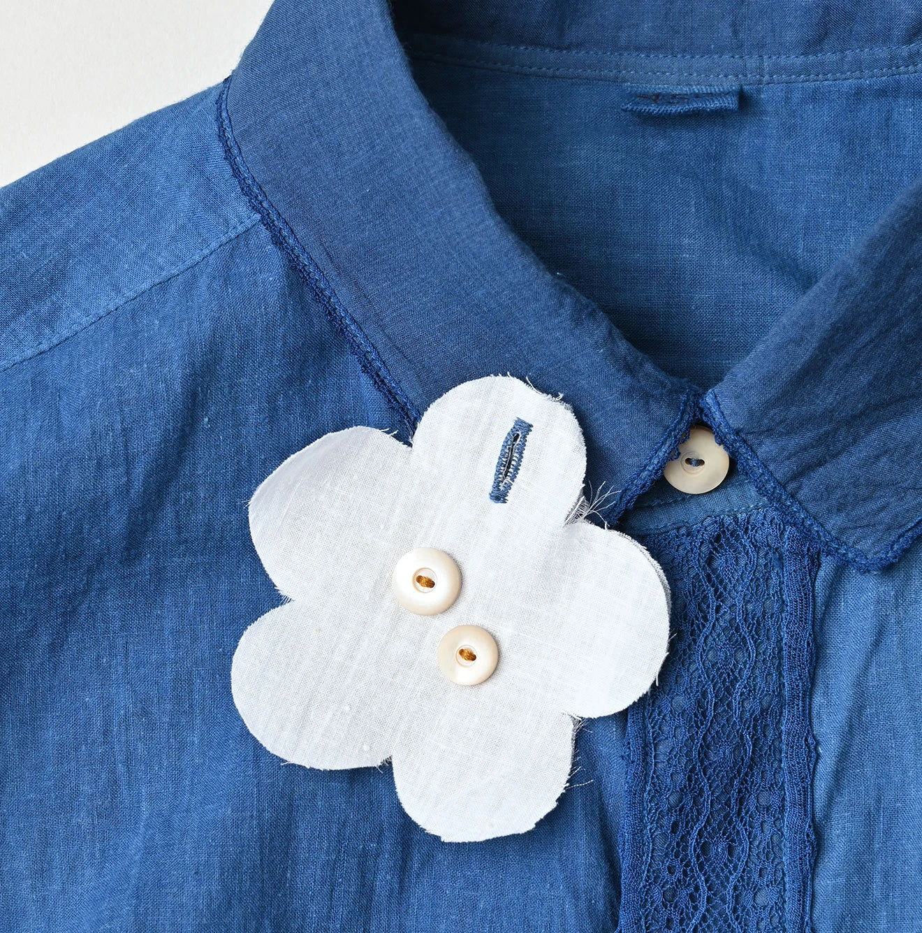 45R Light Ai Indigo Khadi 908 Ocean Lace Shirt