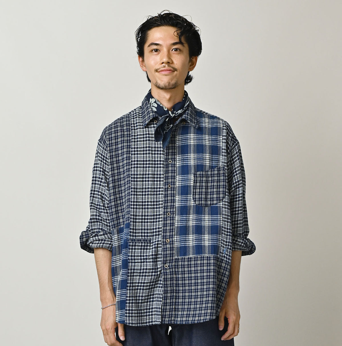 45R Ai Indigo Flannel Mix 908 Ocean Shirt