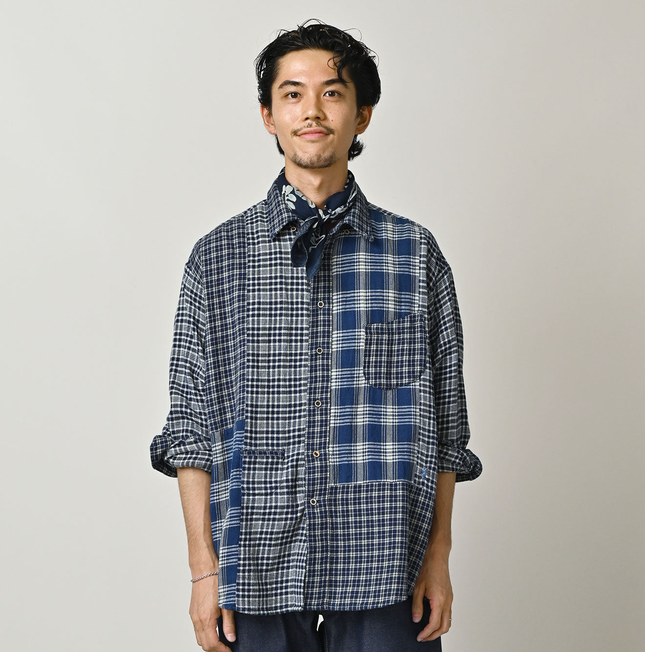 45R Ai Indigo Flannel Mix 908 Ocean Shirt - Image 8
