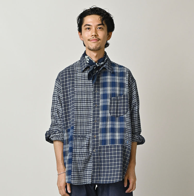 45R Ai Indigo Flannel Mix 908 Ocean Shirt - Image 8