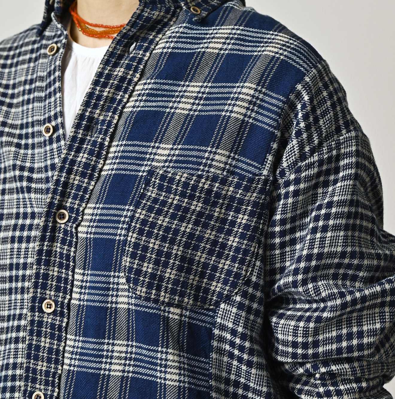 45R Ai Indigo Flannel Mix 908 Ocean Shirt - Image 12