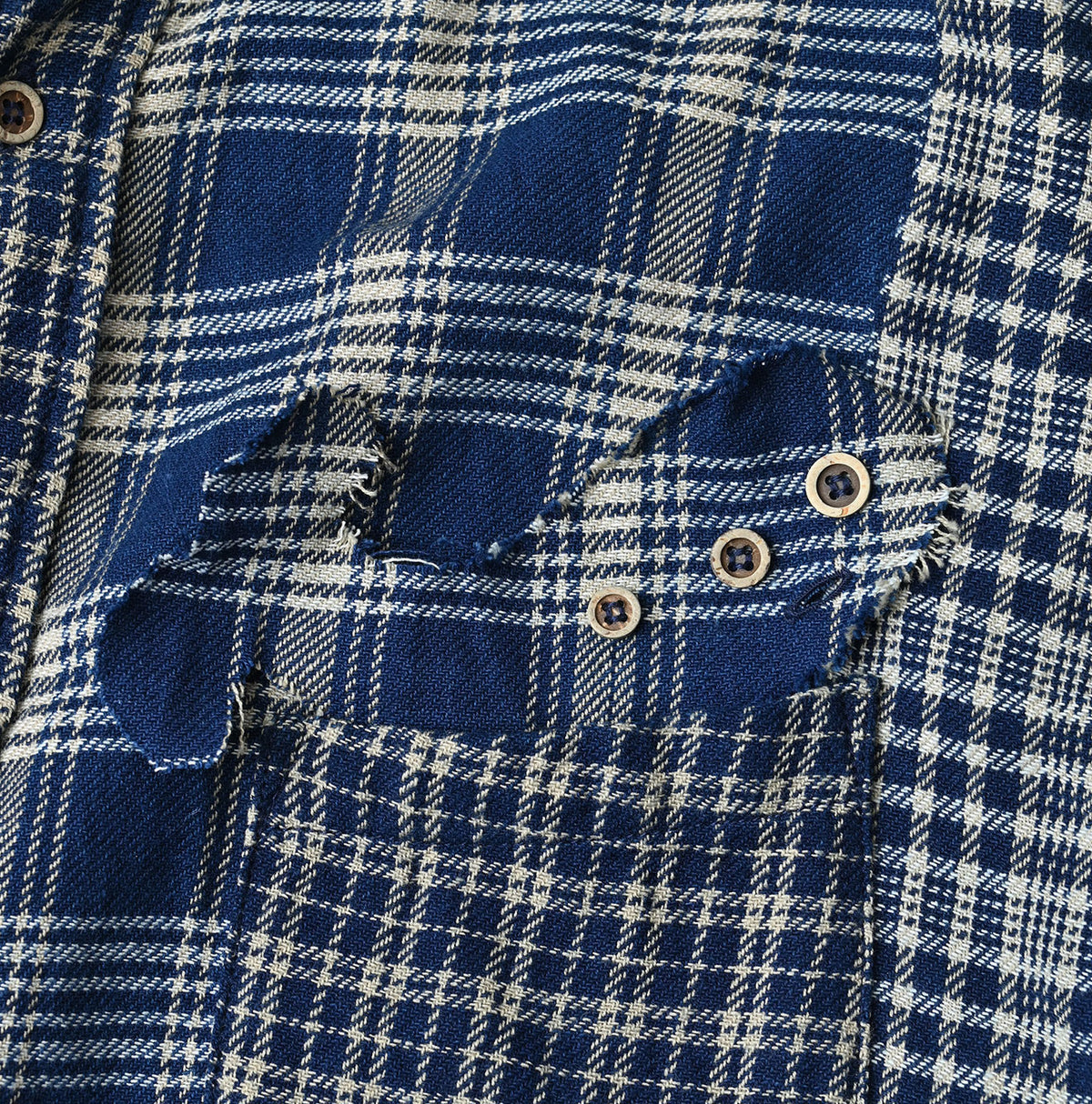 45R Ai Indigo Flannel Mix 908 Ocean Shirt