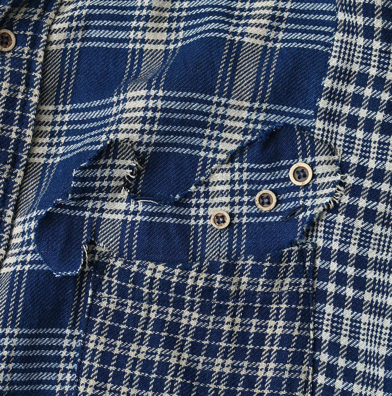 45R Ai Indigo Flannel Mix 908 Ocean Shirt