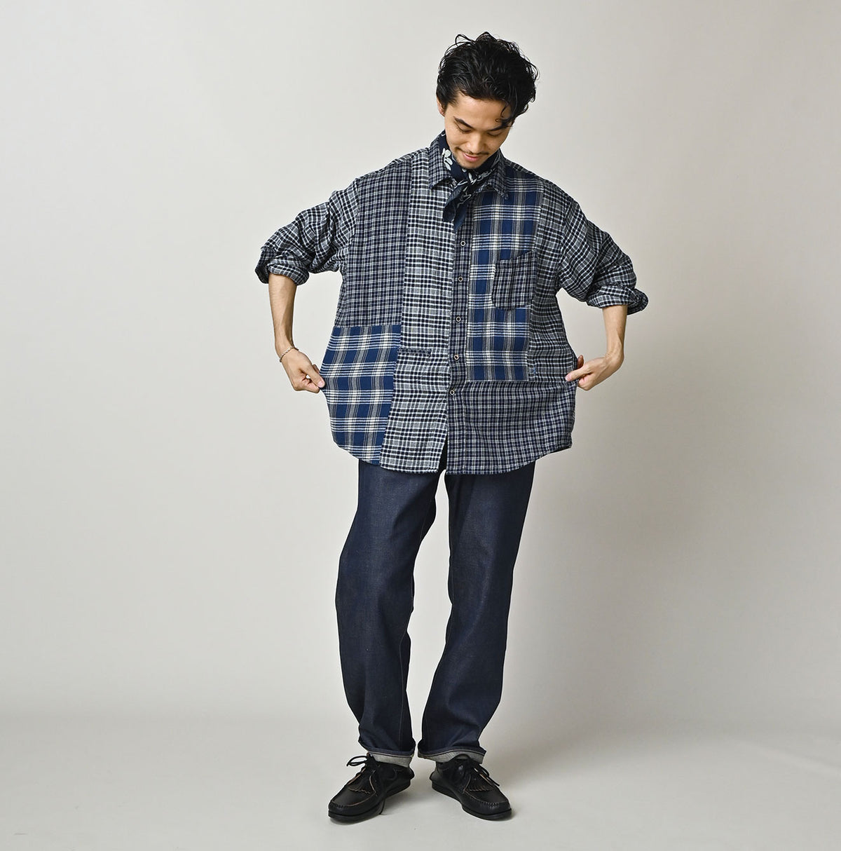 45R Ai Indigo Flannel Mix 908 Ocean Shirt