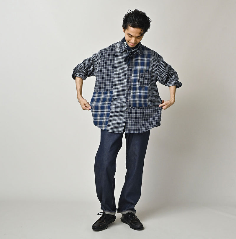 45R Ai Indigo Flannel Mix 908 Ocean Shirt - Image 3