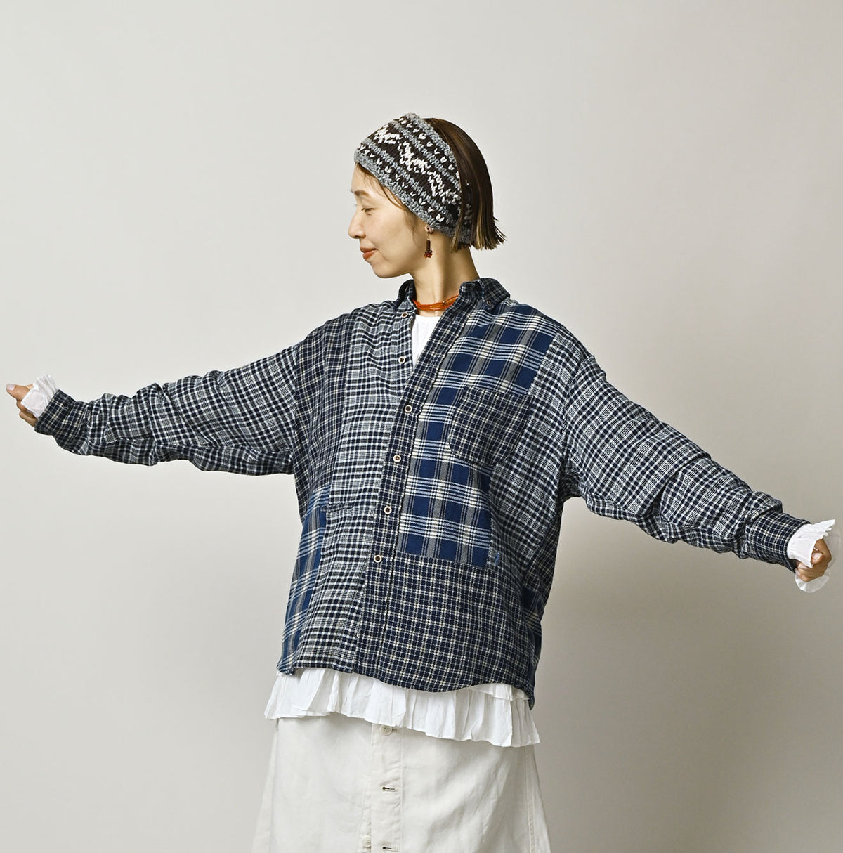 45R Ai Indigo Flannel Mix 908 Ocean Shirt