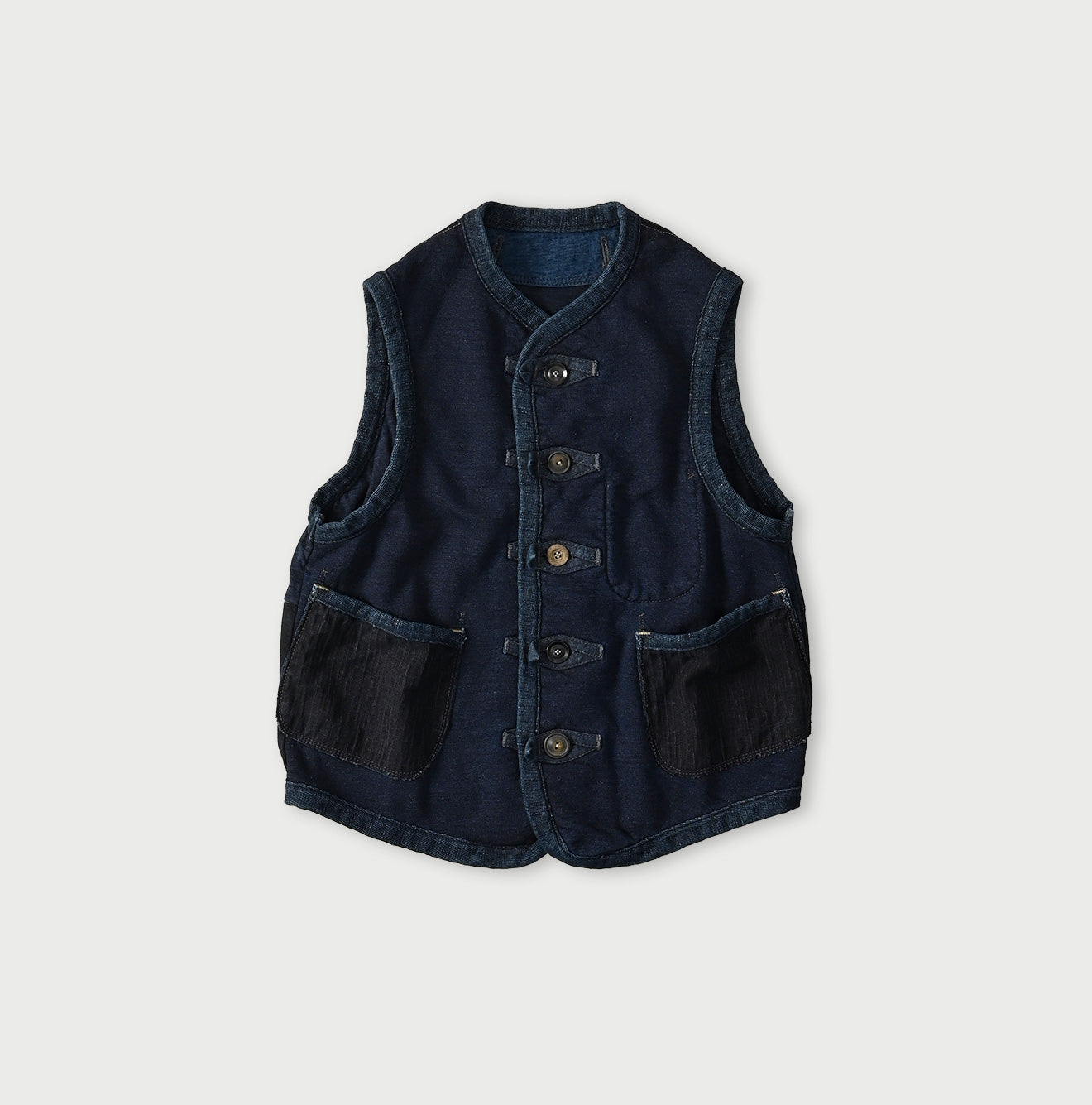 45R Indigo Iroiro Patchwork 908 8 Knot Binder Vest - Image 1