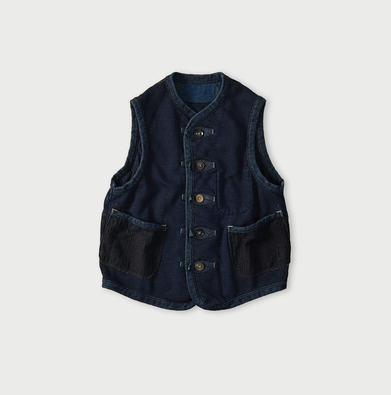 45R Indigo Iroiro Patchwork 908 8 Knot Binder Vest - Image 1