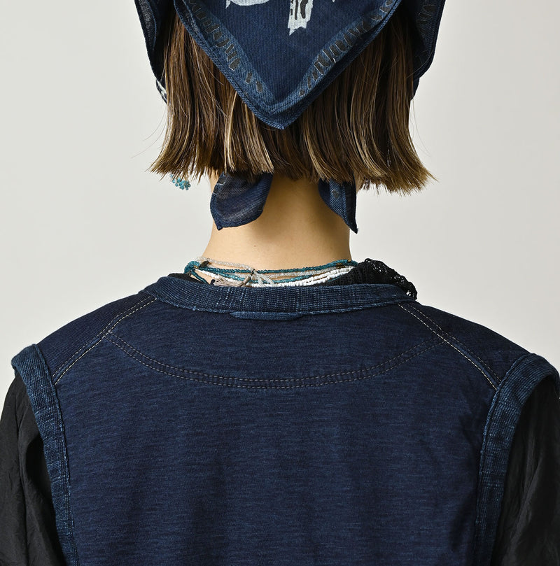 45R Indigo Iroiro Patchwork 908 8 Knot Binder Vest - Image 13