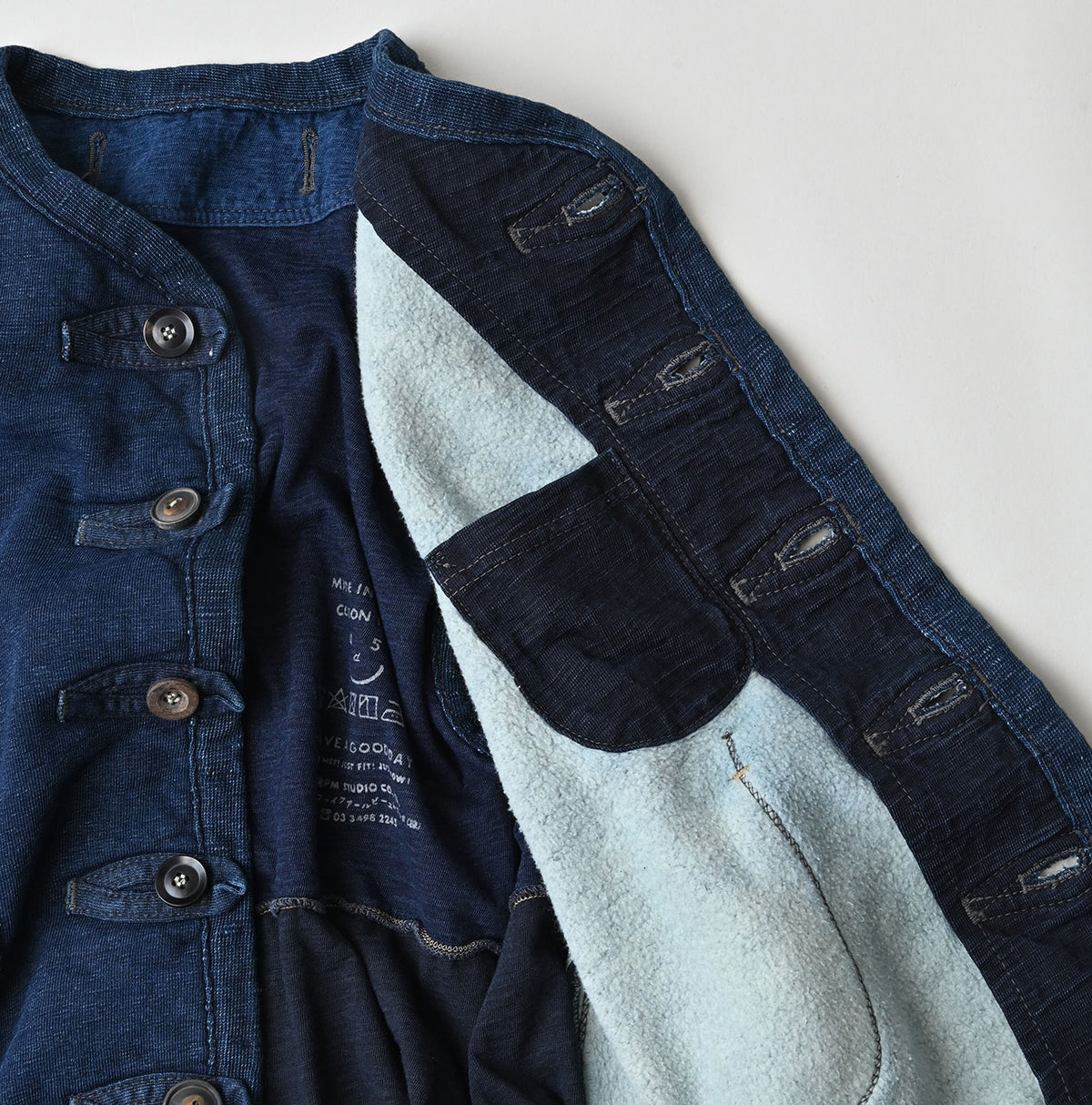 45R Indigo Iroiro Patchwork 908 8 Knot Binder Vest