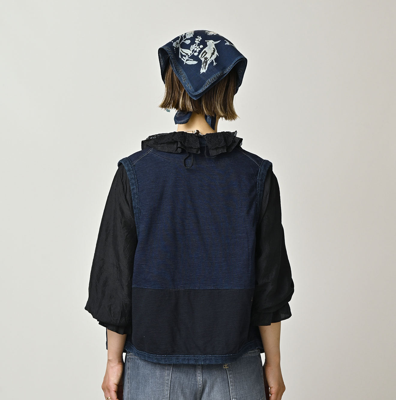 45R Indigo Iroiro Patchwork 908 8 Knot Binder Vest - Image 9