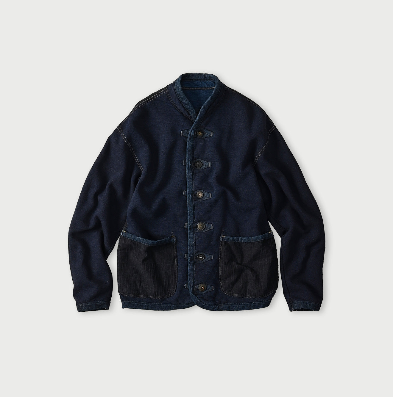 45R Indigo Iroiro Patchwork 908 8 Knot Binder Cardigan - Image 1