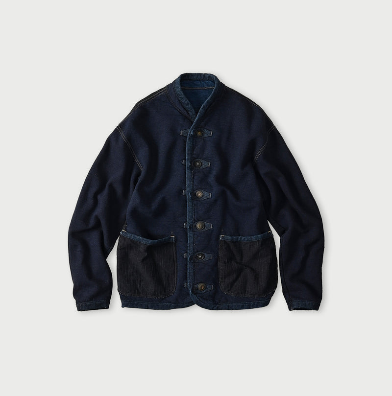45R Indigo Iroiro Patchwork 908 8 Knot Binder Cardigan - Image 1