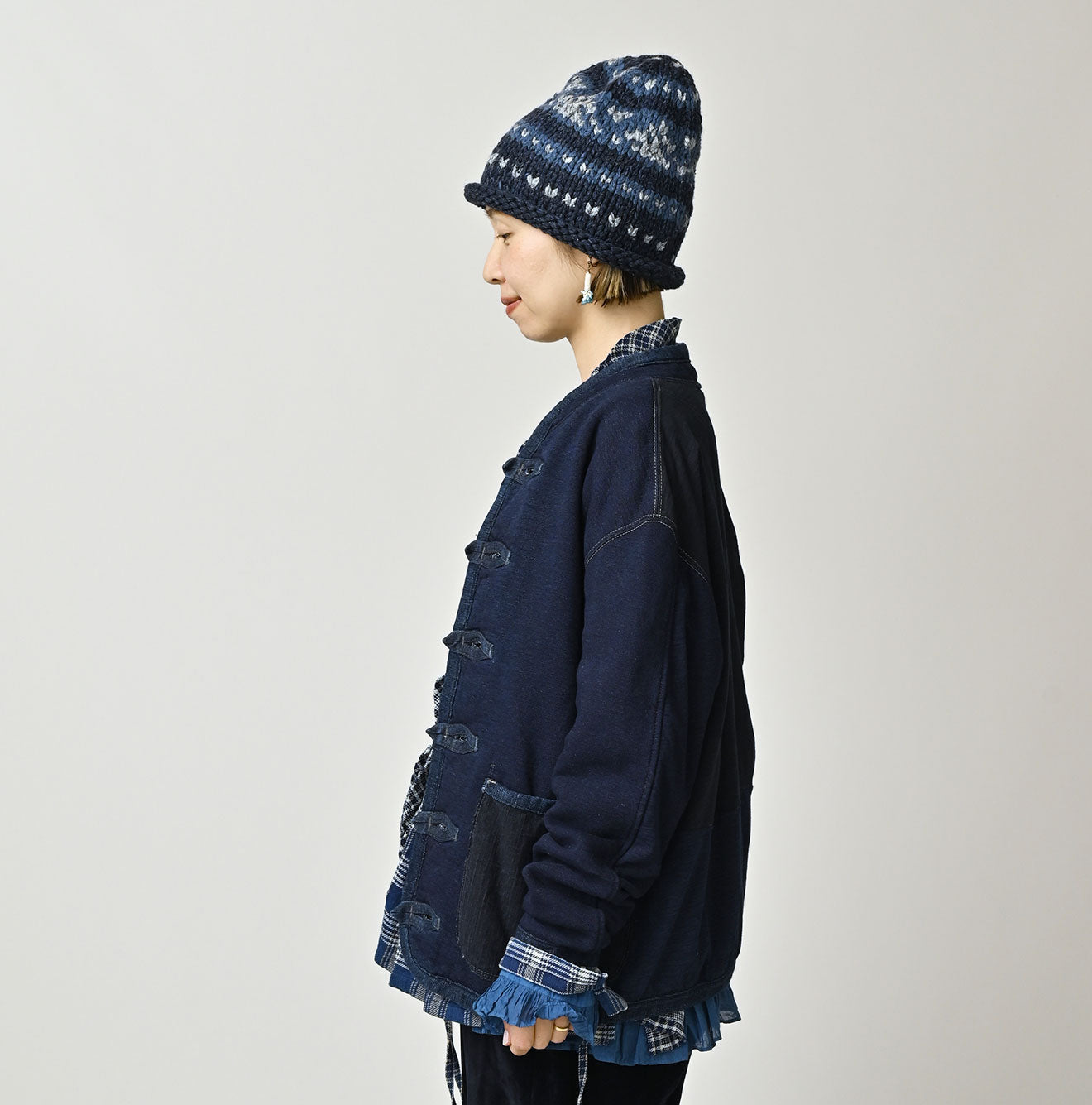 45R Indigo Iroiro Patchwork 908 8 Knot Binder Cardigan - Image 8