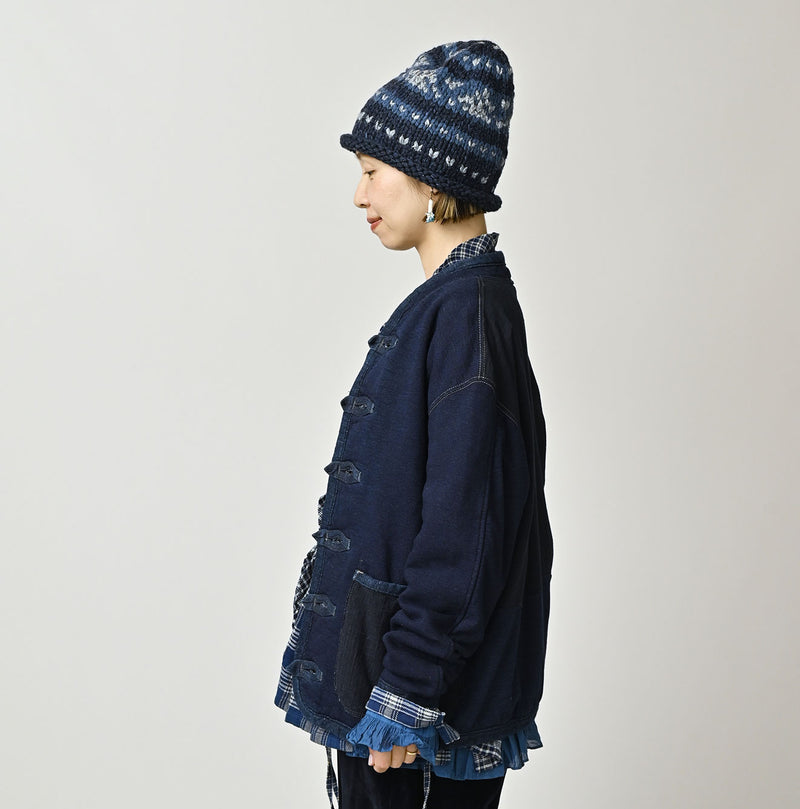 45R Indigo Iroiro Patchwork 908 8 Knot Binder Cardigan - Image 8