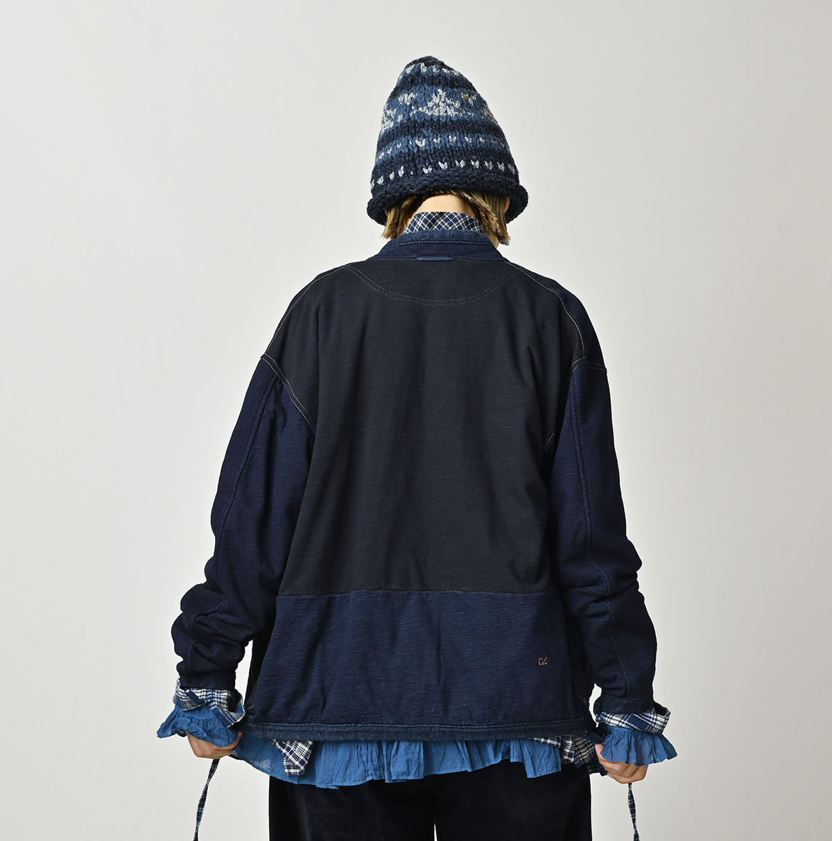 45R Indigo Iroiro Patchwork 908 8 Knot Binder Cardigan