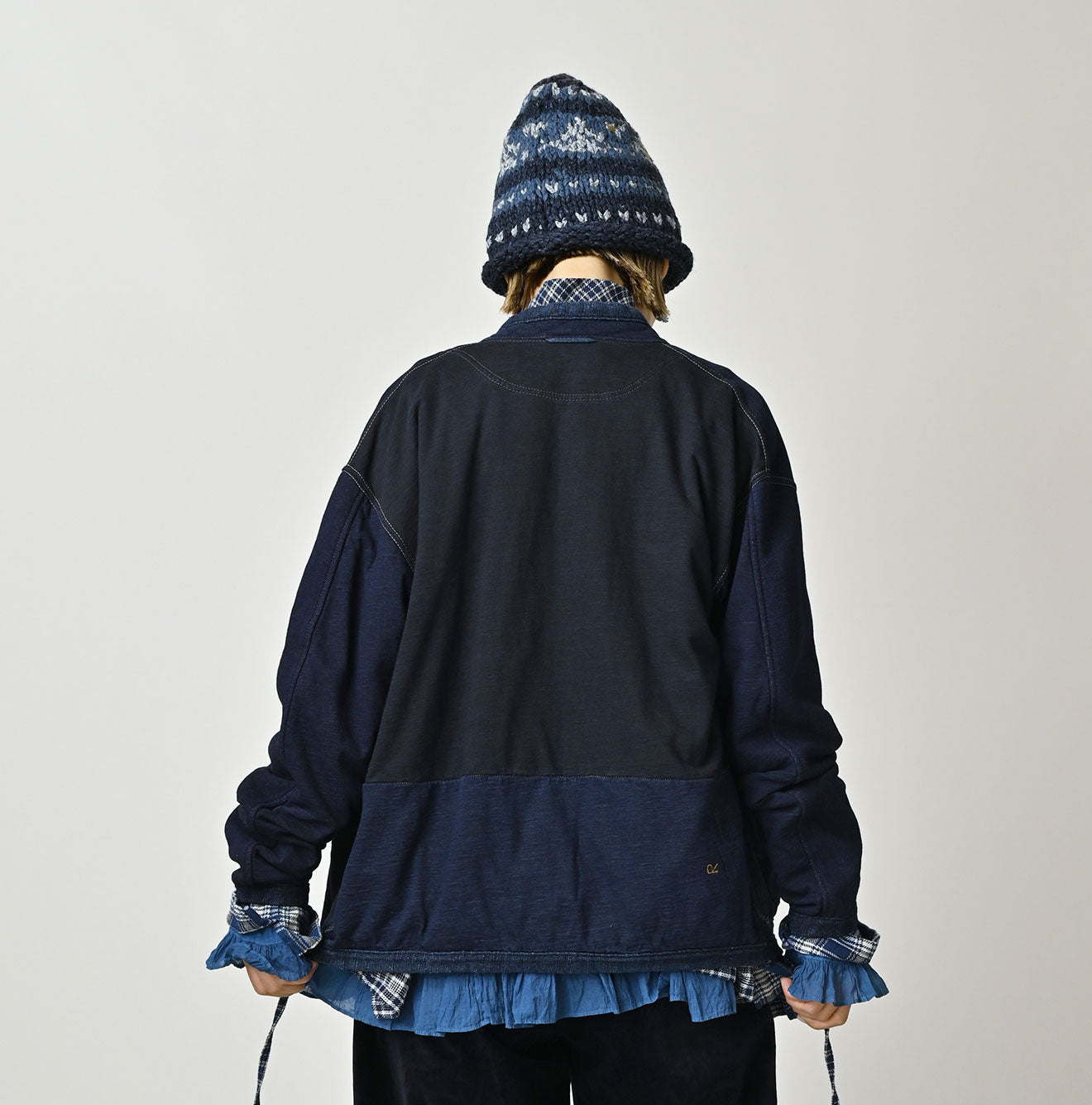 45R Indigo Iroiro Patchwork 908 8 Knot Binder Cardigan - Image 9
