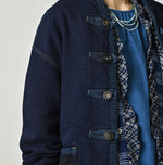 45R Indigo Iroiro Patchwork 908 8 Knot Binder Cardigan