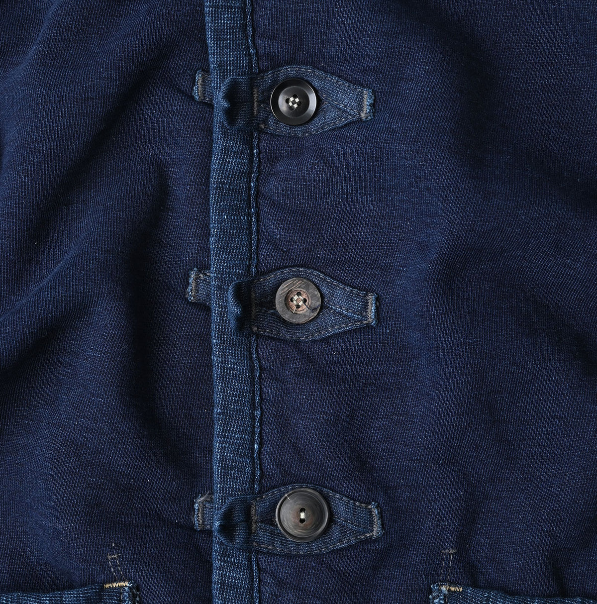45R Indigo Iroiro Patchwork 908 8 Knot Binder Cardigan