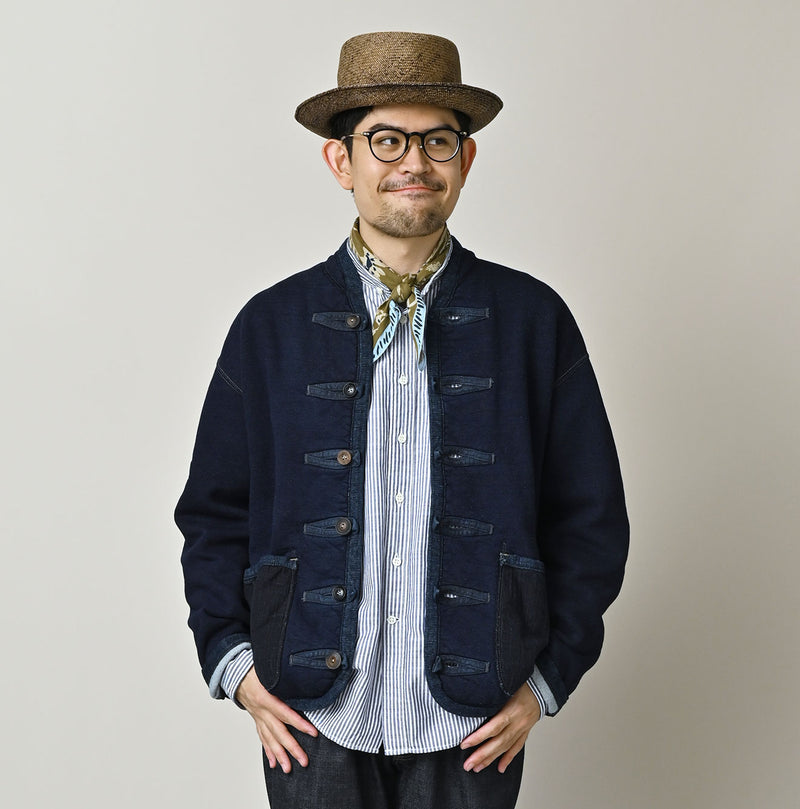 45R Indigo Iroiro Patchwork 908 8 Knot Binder Cardigan - Image 4