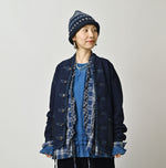 45R Indigo Iroiro Patchwork 908 8 Knot Binder Cardigan