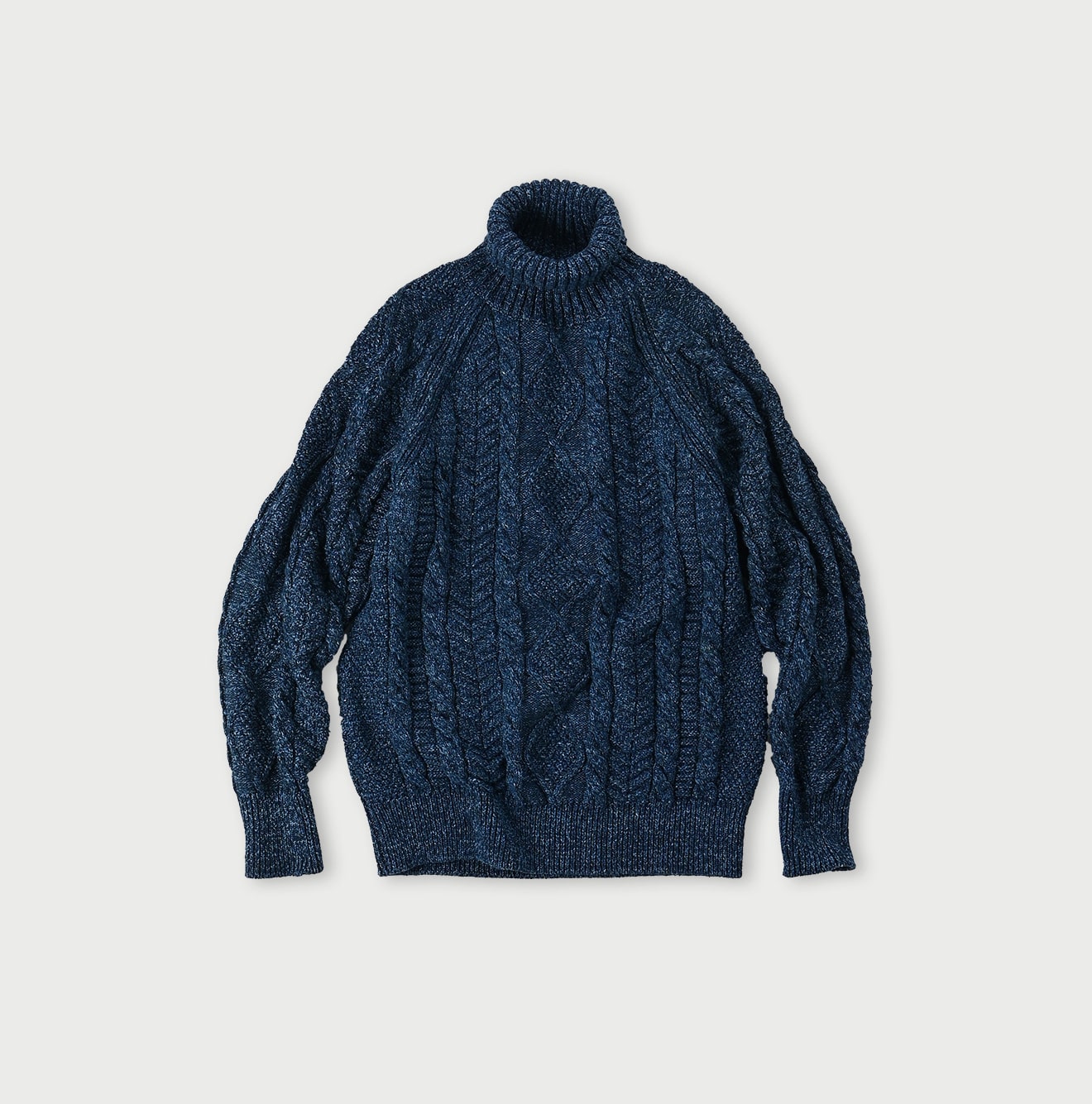 Indigo Hand-Knit Aran Sweater