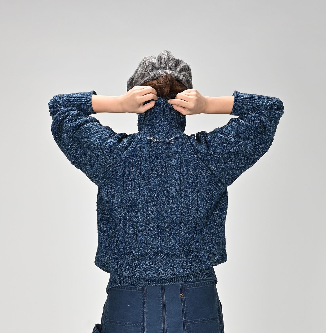 45R Indigo Aran Sweater