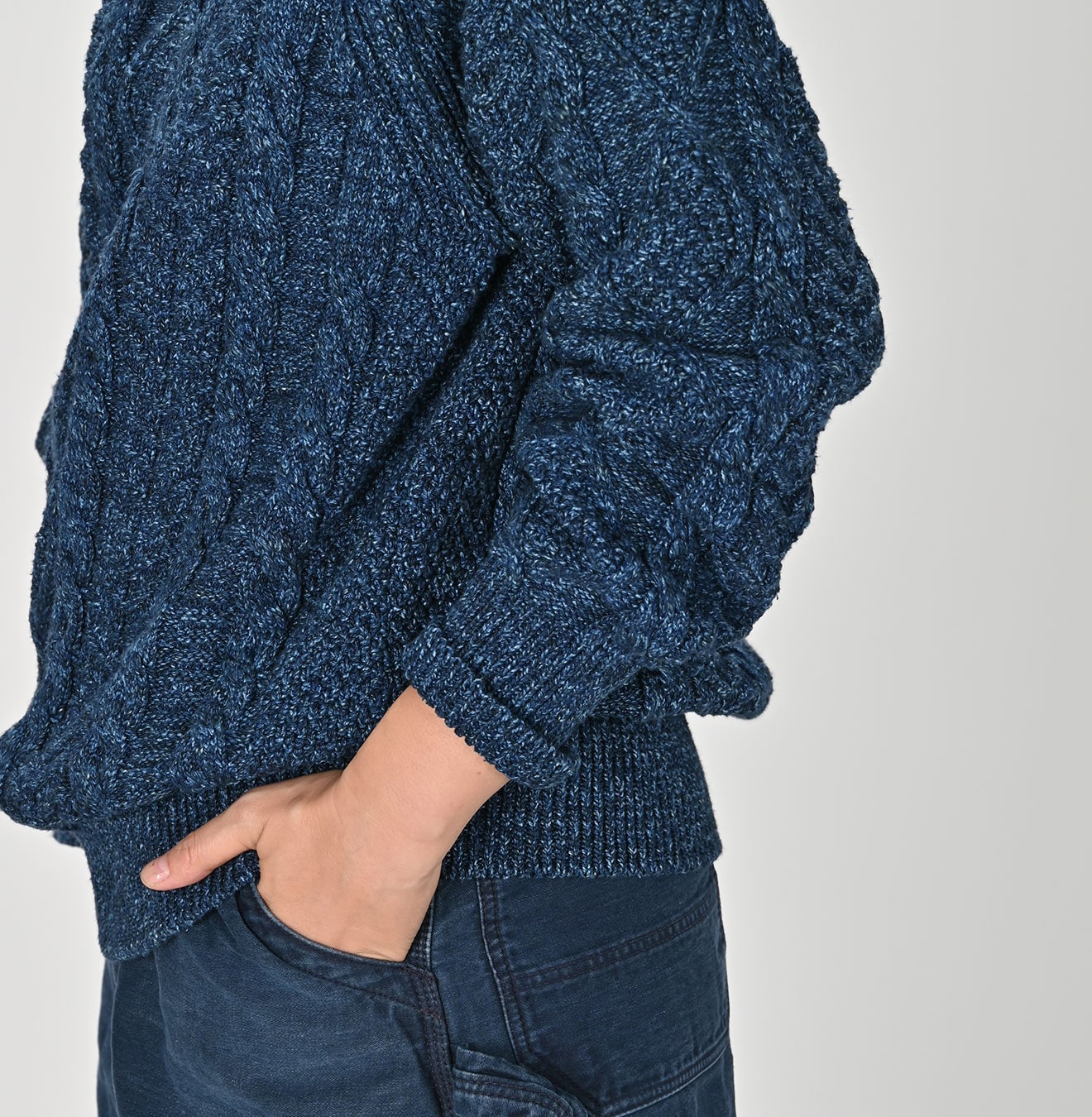 45R Indigo Aran Sweater