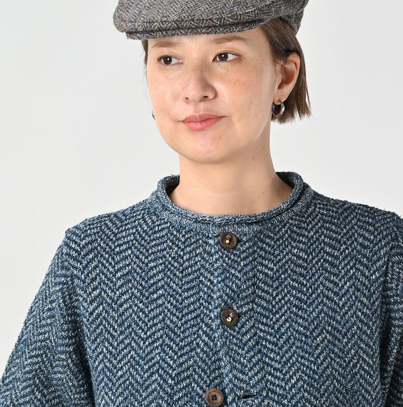 45R Indigo Square Knit Cardigan