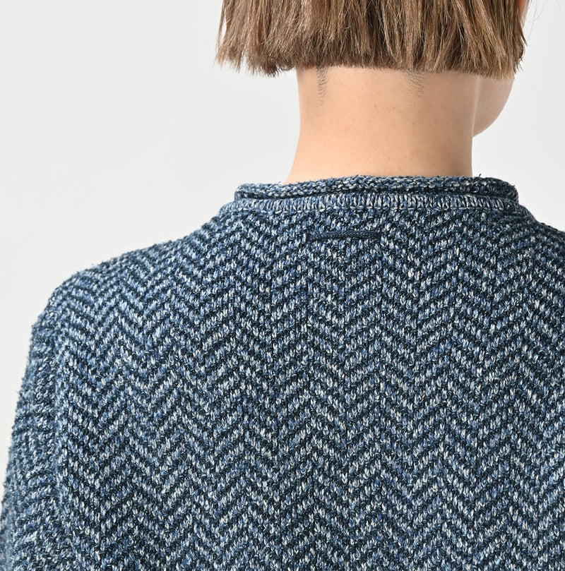 45R Indigo Square Knit Cardigan