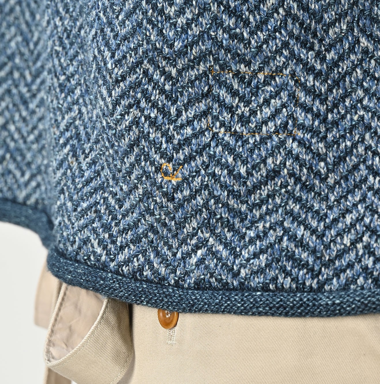 45R Indigo Square Knit Cardigan