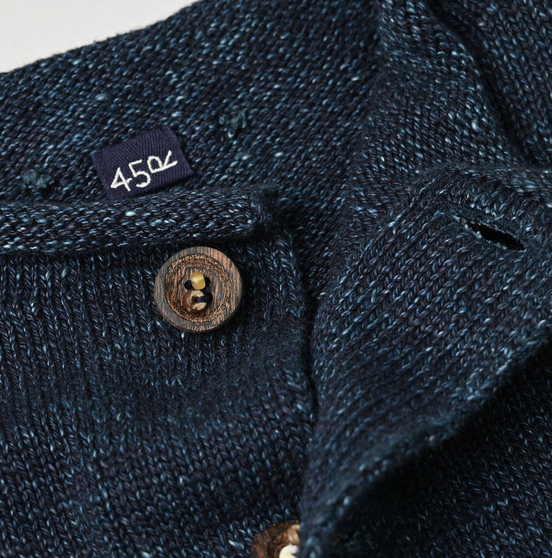 45R Indigo Square Knit Cardigan