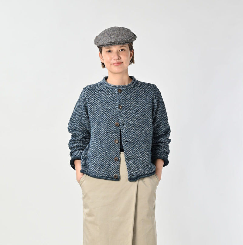 45R Indigo Square Knit Cardigan