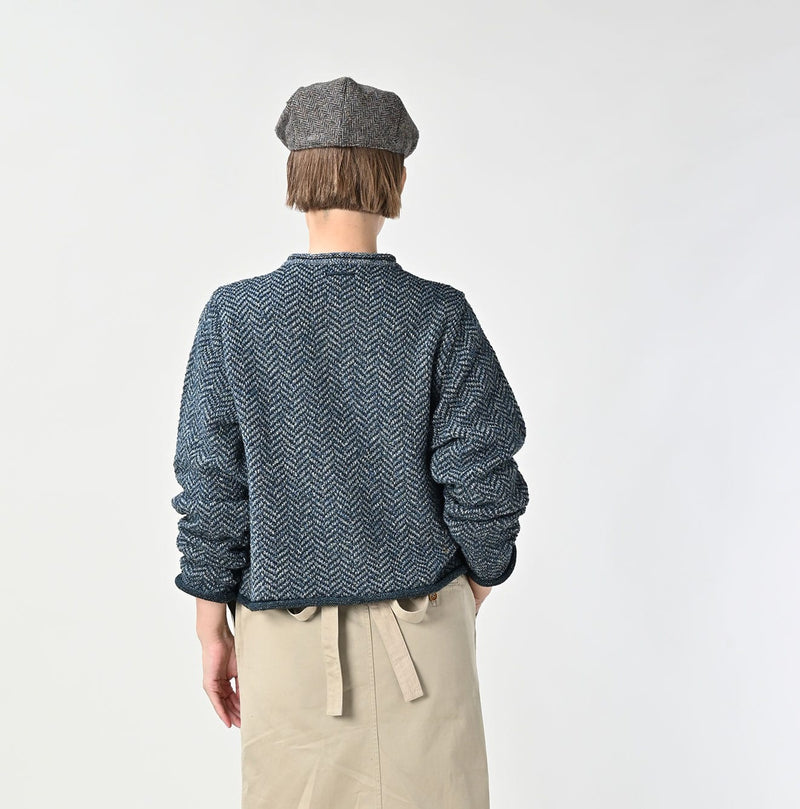 45R Indigo Square Knit Cardigan