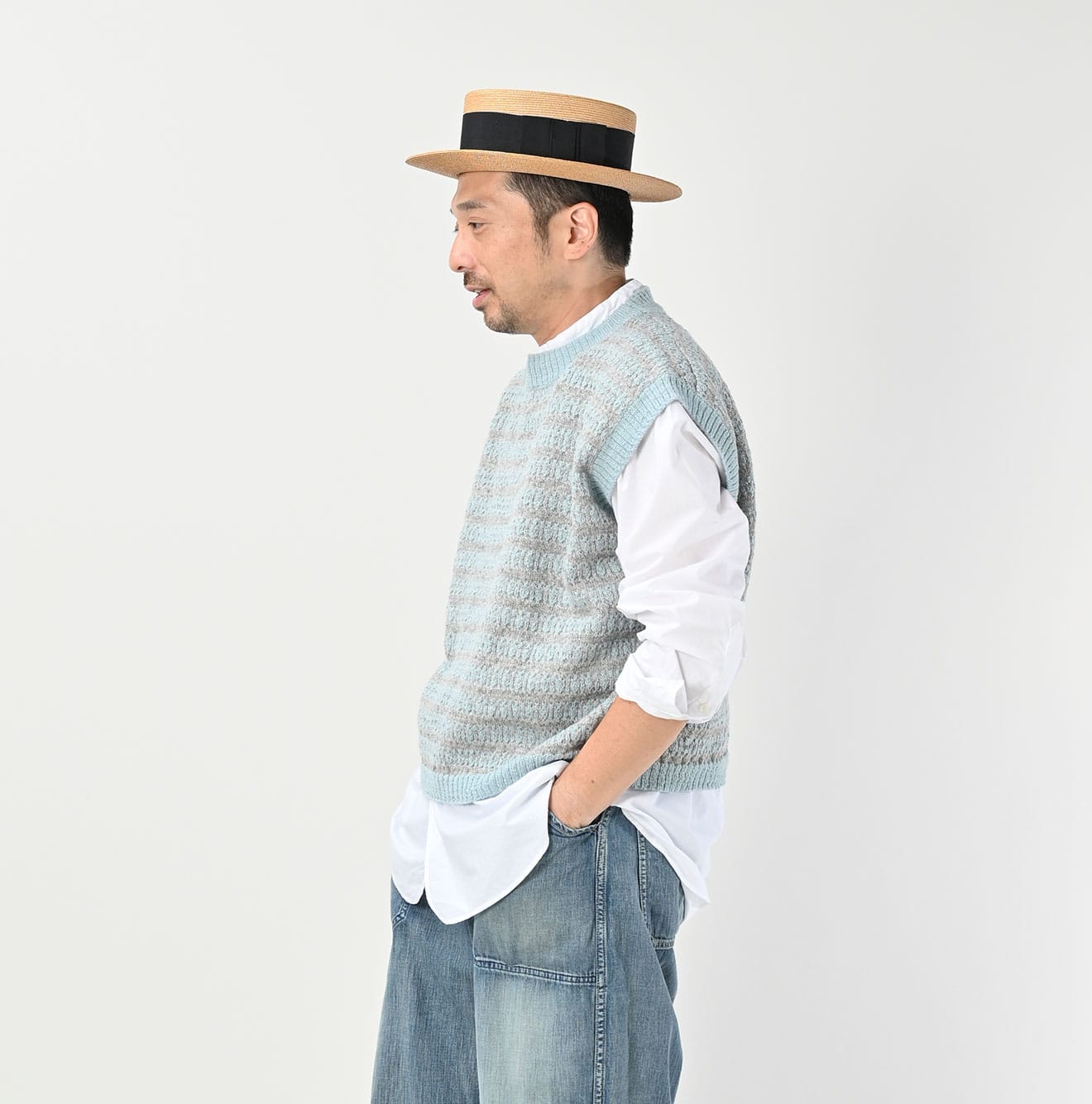 45R Bonita Jacquard Vest (Saxe Blue)