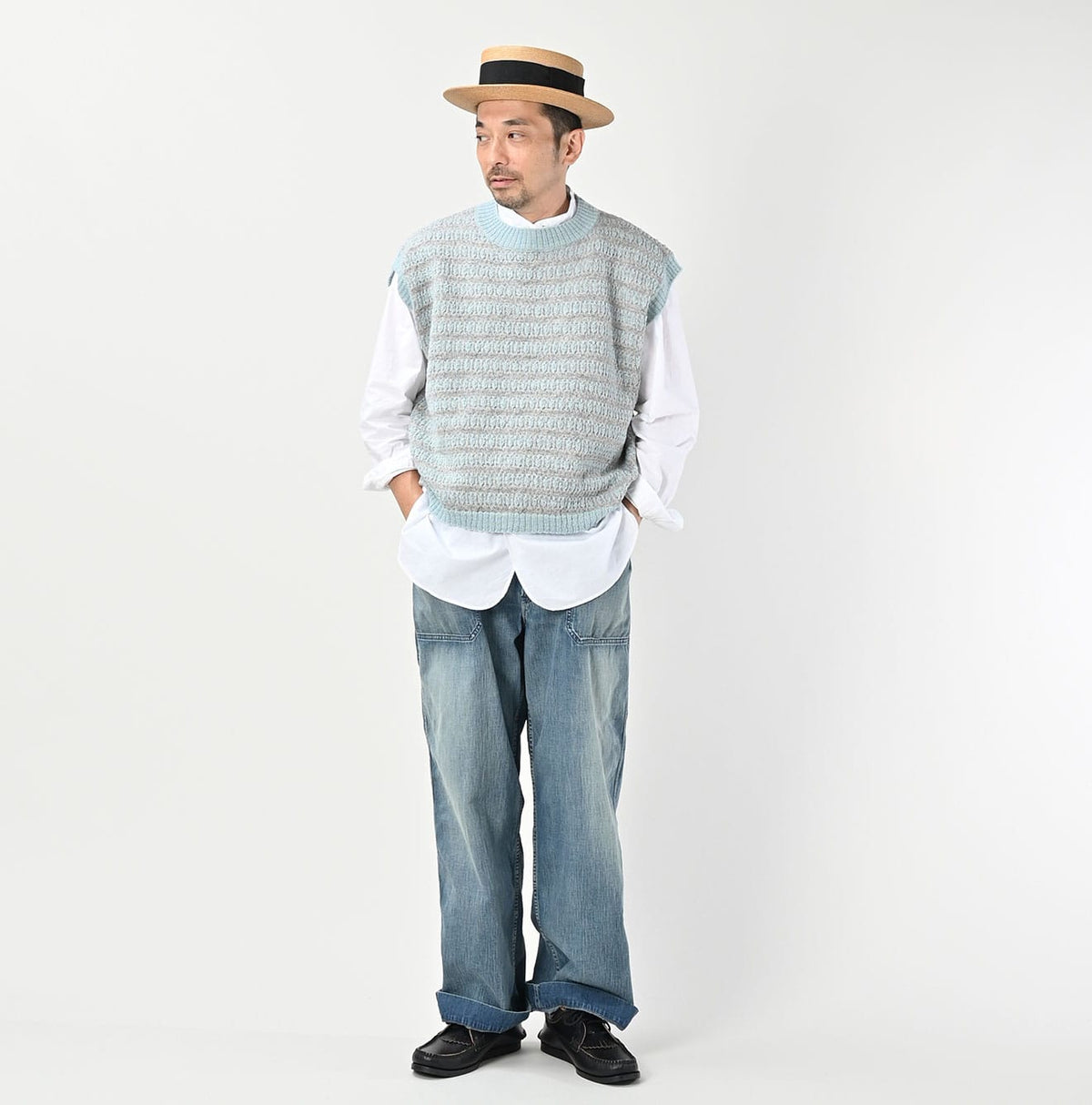 45R Bonita Jacquard Vest (Saxe Blue)