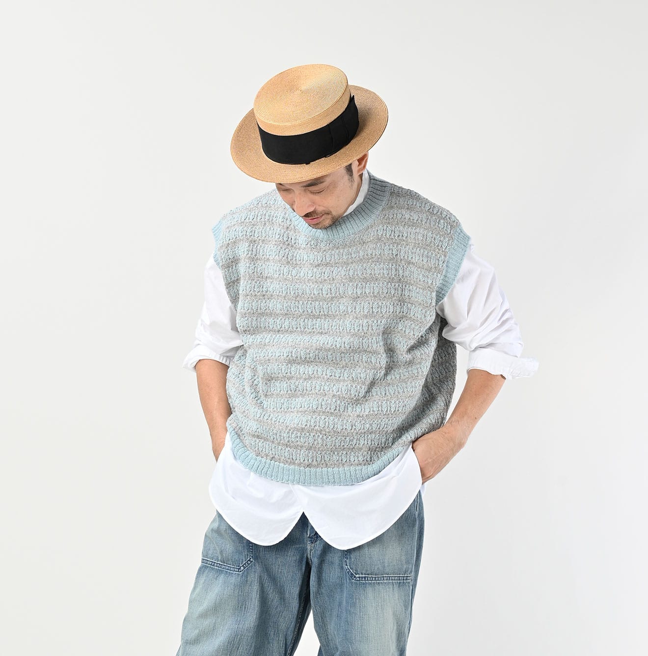 45R Bonita Jacquard Vest (Saxe Blue)