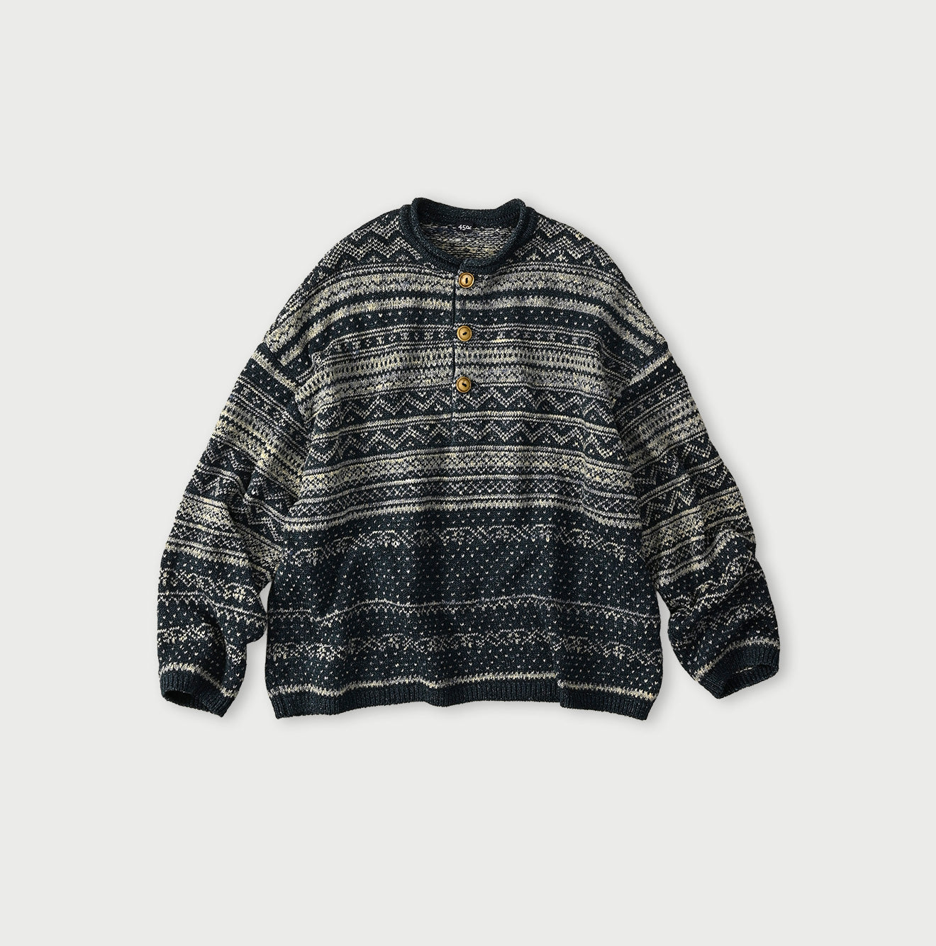 45R Indigo Nordic Jacquard 908 Henley - Image 1